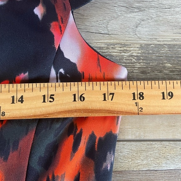 Betsey Johnson Fit & Flare Midi Dress Sz 10 Pink Black Multicolor Curvy Stretch - Picture 5 of 11